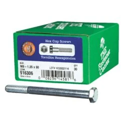 Hillman M8-1.25 Mm D X 90 Mm L Heat Treated Steel Hex Head Cap Screw 30 Pk