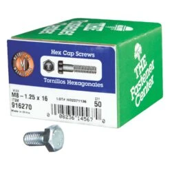 Hillman M8-1.25 Mm D X 16 Mm L Heat Treated Steel Hex Head Cap Screw 50 Pk