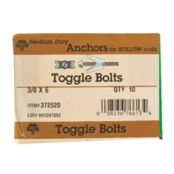 Hillman Fas-N- Tite 3/8 In. D X 6 In. L Round Steel Toggle Bolt 10 Pk